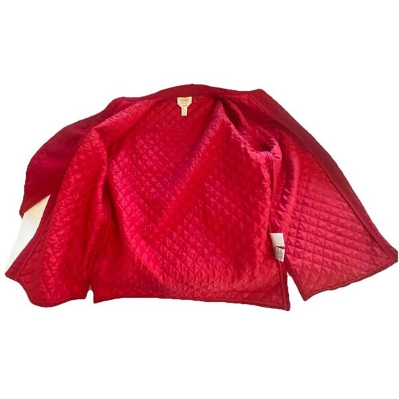 Talbots Red Quilted Lined Shirt Jacket Shacket Womens Sz M Barn Chore Colorful V - Picture 14 of 15